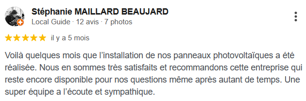 Avis Google de Stéphanie M., 5 étoiles